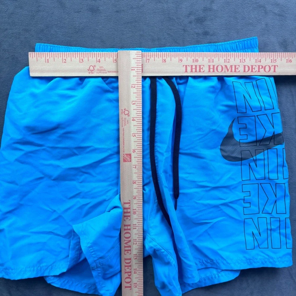 Nike Mens Blue Stacked Logo Swim Trunks Mesh Lined Board Shorts Size M